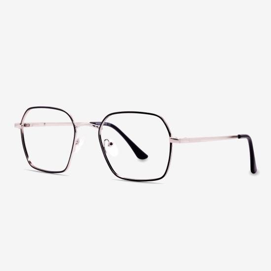 Silver Black Full Rim Geometric